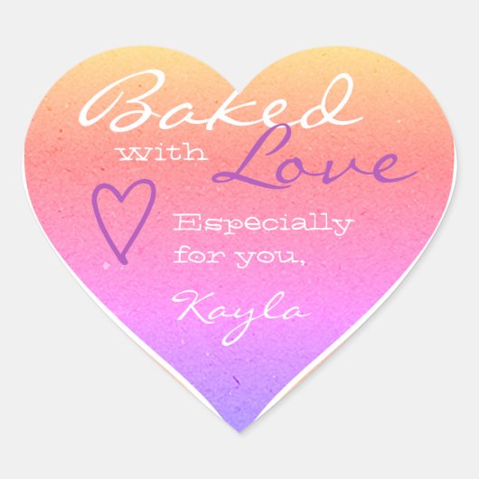 パステルグラデーションパープルピンク製愛ハートシェイプ ハートシール (正面)