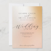 パステルグラデーションピ結婚ンク 招待状 (正面)