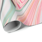 パステルグラデーションミントコーラルピンクの大理石の渦巻き ラッピングペーパー (ロールコーナー)