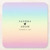 パステルグラデーションレインボーカラー結婚式の引き出物 スクエアペーパーコースター (正面)