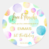 パステルグラデーションレインボー感謝していドン ラウンドシール (正面)