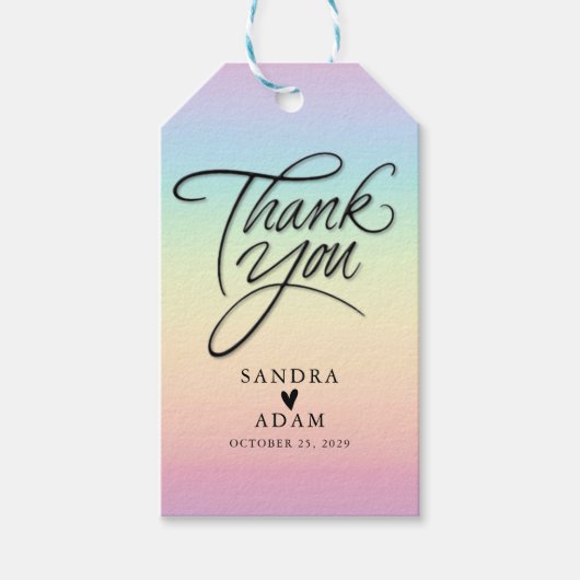 パステルグラデーションレインボー結婚カラーズ ギフトタグ (正面)