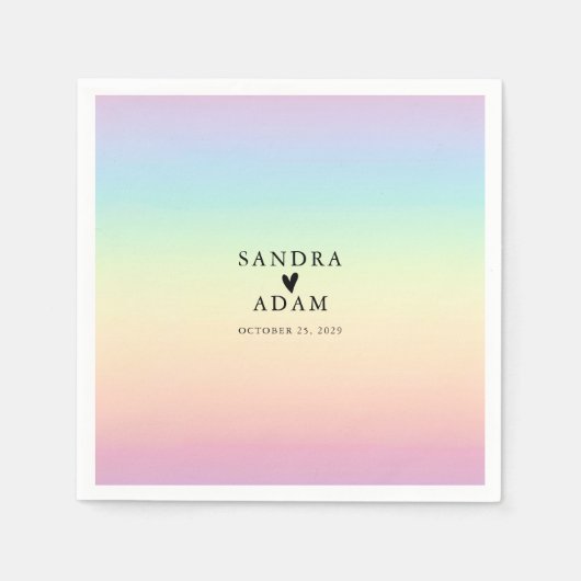 パステルグラデーションレインボー結婚カラー スタンダードカクテルナプキン (正面)