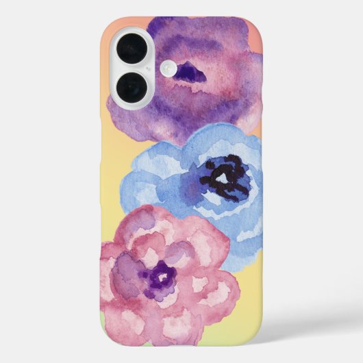 パステルグラデーション上の3つの水色バラ Case-Mate iPhoneケース (裏面)