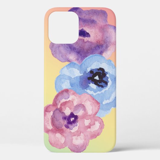 パステルグラデーション上の3つの水色バラ Case-Mate iPhoneケース (裏面)