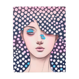 パステルグラデーション水玉模様抽象芸術ポップ・アートのアートウーマン メタルプリント