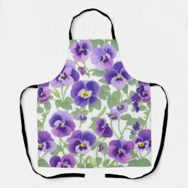 パステルグラフィックパープルパンジー エプロン