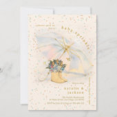 パステルグリッターアンブレラフローラブーツベビースプリンクル 招待状 (正面)