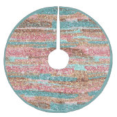 パステルグリッターブラシストロークピンクブルークリスマス ブラッシュドポリエステルツリースカート (正面)