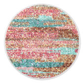 パステルグリッターブラシストロークピンクブルーパターン セラミックノブ (正面)