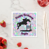 パステルグリッターホースガール誕生日ナプキンス スタンダードカクテルナプキン (インサイチュ)