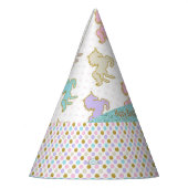 パステルグリッターユニコーン水玉模様パーティーハット パーティーハット (左)
