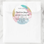 パステルグリッター水カラーシアバターラベル ラウンドシール (バッグ)