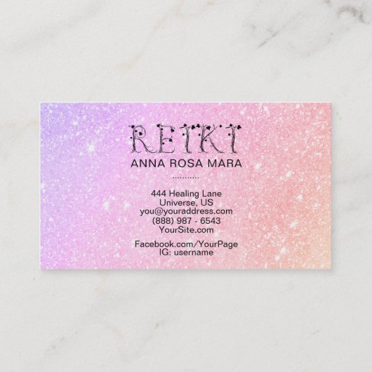 *~*パステルグリッター霊気アイビー植物フォント 名刺 (裏面)