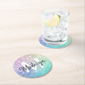 パステルグリッター《写真》ぼけ味バックグラウンドグラムエレガント ラウンドペーパーコースター (インサイチュ)