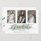 パステルグリーンお洒落卒業⎢フォトカード シーズンカード (正面/裏面)