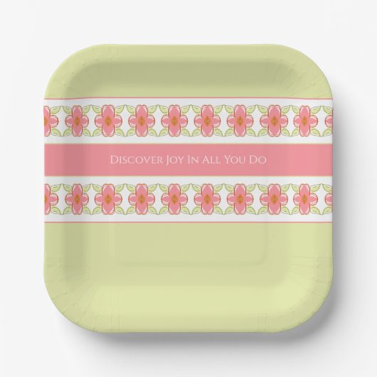 パステルグリーンとピンク ペーパープレート (正面)