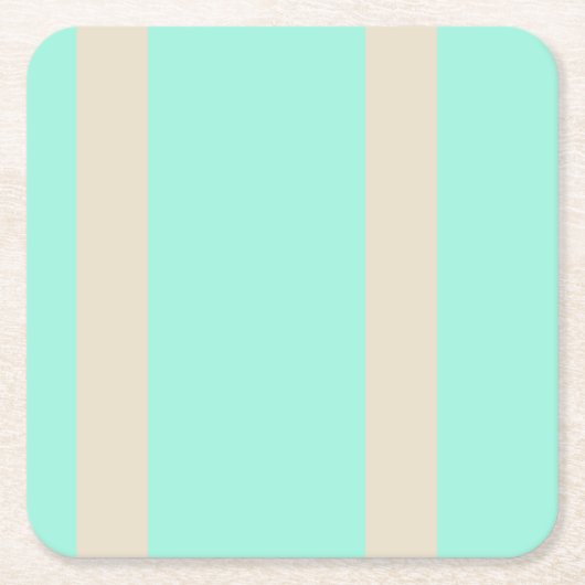 パステルグリーンとブラウン模様 スクエアペーパーコースター (正面)