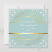 パステルグリーンと金ゴールド結婚ズ 招待状 (正面)