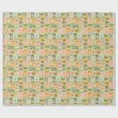 パステルグリーンの休日切手 ラッピングペーパー (フラット)