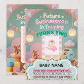 パステルグリーンの男の子の誕生日招待状 招待状 (正面/裏面)