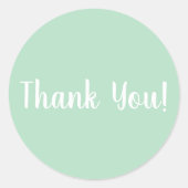 パステルグリーンの白いタイポグラフィにお礼 ラウンドシール (正面)