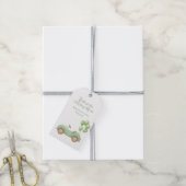 パステルグリーンの自動車と風船のギフトタグ ギフトタグ (より糸付き)