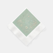 パステルグリーンの花柄モチーフ 縁ありカクテルナプキン (角)