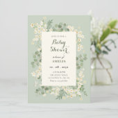 パステルグリーンの花柄 招待状 (スタンド正面)