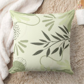 パステルグリーンアブトラクトボタニカル装飾用クッション クッション (ブランケット)