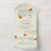 パステルグリーンアリトルかわいこちゃんオレンジベビーシャワー オールインワン招待状 (内側)