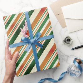 パステルグリーンアンドオレンジレトロスタイリッシュ ラッピングペーパー