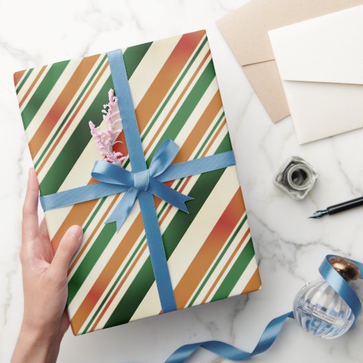 パステルグリーンアンドオレンジレトロスタイリッシュ ラッピングペーパー (ギフト)