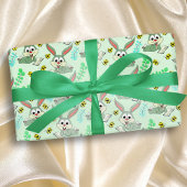 パステルグリーンイースターバニーラビット春カラーキュート ラッピングペーパー