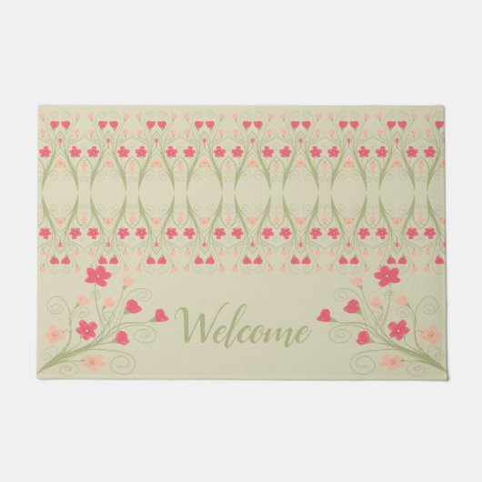 パステルグリーンウィズフローラ ドアマット (正面)