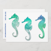 パステルグリーンウォーターカラーシーホース 招待状 (正面/裏面)