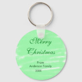 パステルグリーンウォーター色メリークリスマスボモダンー キーホルダー (裏面)