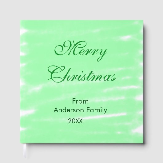 パステルグリーンウォーター色メリークリスマスボモダンー ゲストブック (正面)