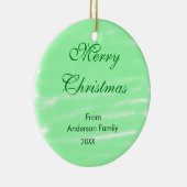 パステルグリーンウォーター色メリークリスマスボモダンー セラミックオーナメント (右)