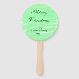 パステルグリーンウォーター色メリークリスマスボモダンー ハンドファン