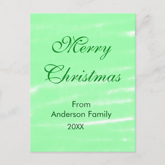 パステルグリーンウォーター色メリークリスマスボモダンー ポストカード (正面)