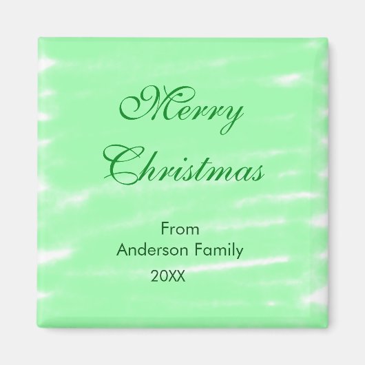 パステルグリーンウォーター色メリークリスマスボモダンー マグネット (正面)