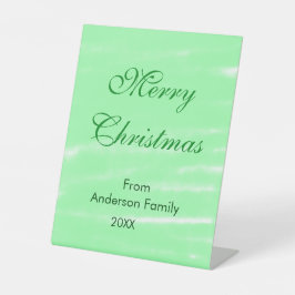 パステルグリーンウォーター色メリークリスマスボモダンー 台座サイン