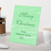 パステルグリーンウォーター色メリークリスマスボモダンー 台座サイン (インサイチュ)