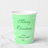 パステルグリーンウォーター色メリークリスマスボモダンー 紙コップ (裏面)