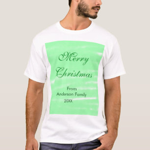 パステルグリーンウォーター色メリークリスマスボモダンー Tシャツ