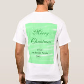 パステルグリーンウォーター色メリークリスマスボモダンー Tシャツ (裏面)