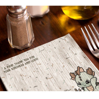 パステルグリーンオレンジキュートケーキベビードラゴン スタンダードカクテルナプキン