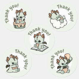 パステルグリーンオレンジベビードラゴンサンキュー ラベル