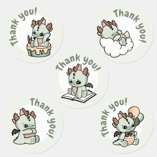 パステルグリーンオレンジベビードラゴンサンキュー ラベル (グループ)